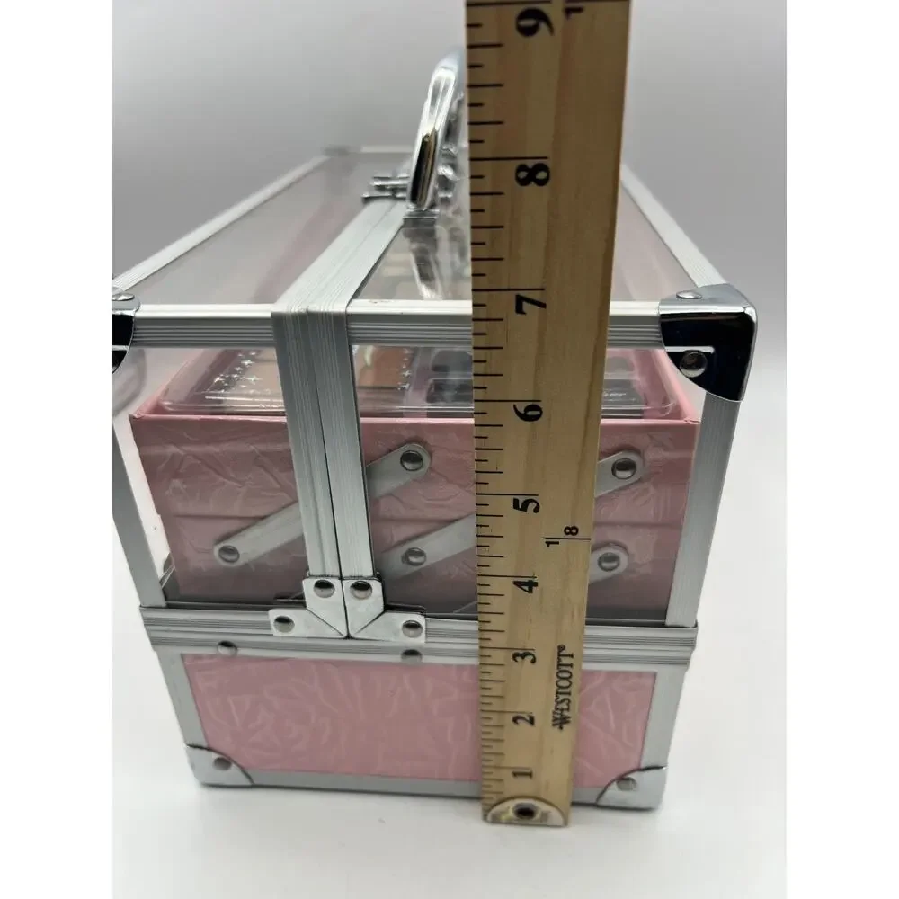 The Color Workshop Makeup Train Case Pink Cosmetic Kit Eyeshadow Lip Gloss New